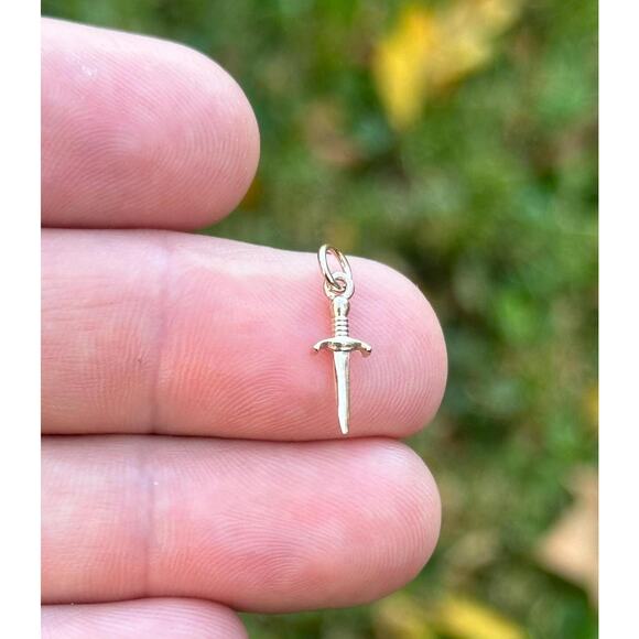 Bronze Mini Dagger Charm with Optional 14K Gold Filled Chain - Picture 1 of 5